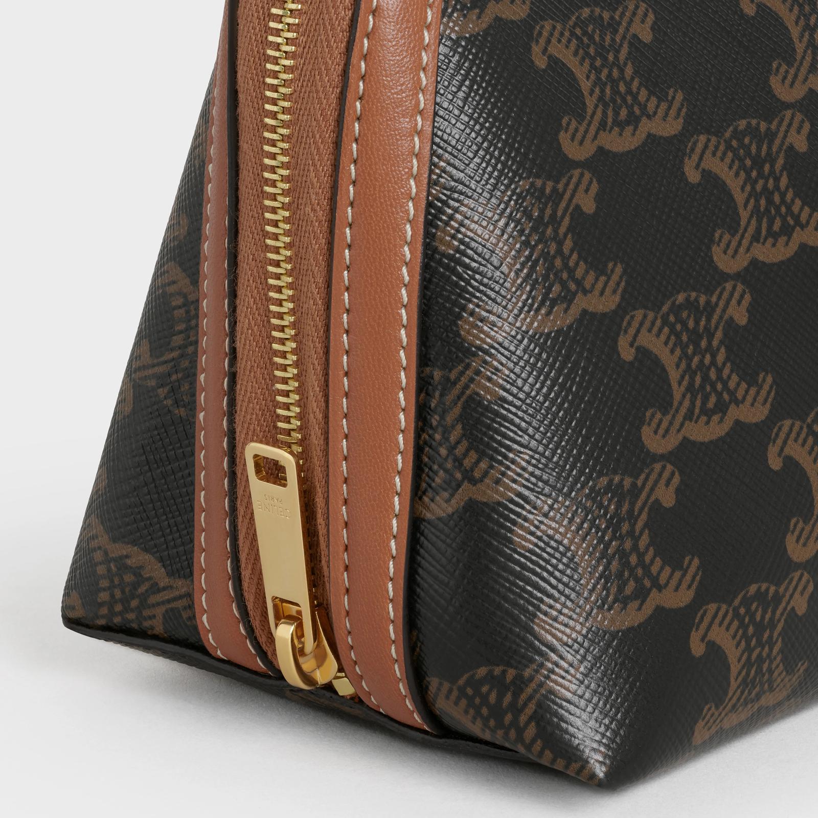 Pochette con Catena in Tela e Pelle di Agnello