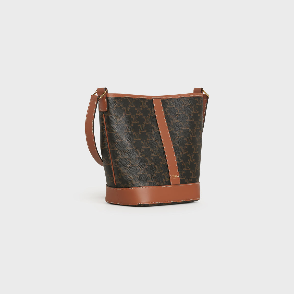 BORSA A SECCHIELLO PICCOLA IN TELA TRIOMPHE E PELLE DI VITELLO
